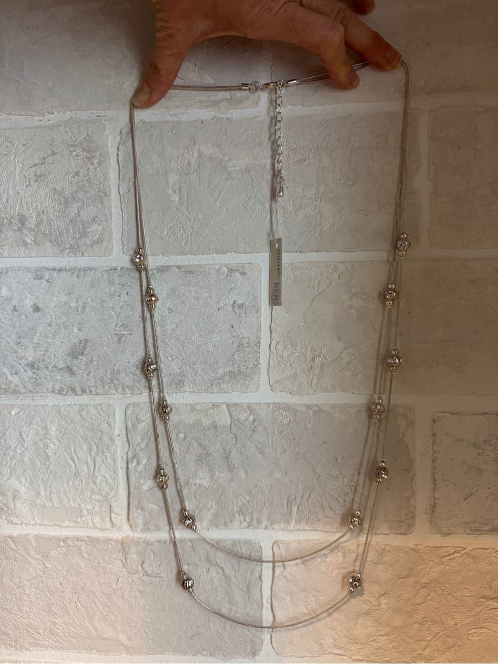Lauren Michael Silver-Tone Double-Strand Necklace with Crystal Accents
